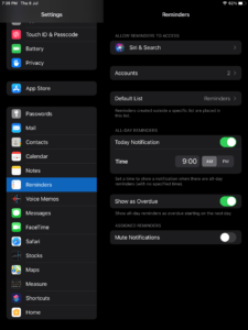 Notification Settings for Reminder APP